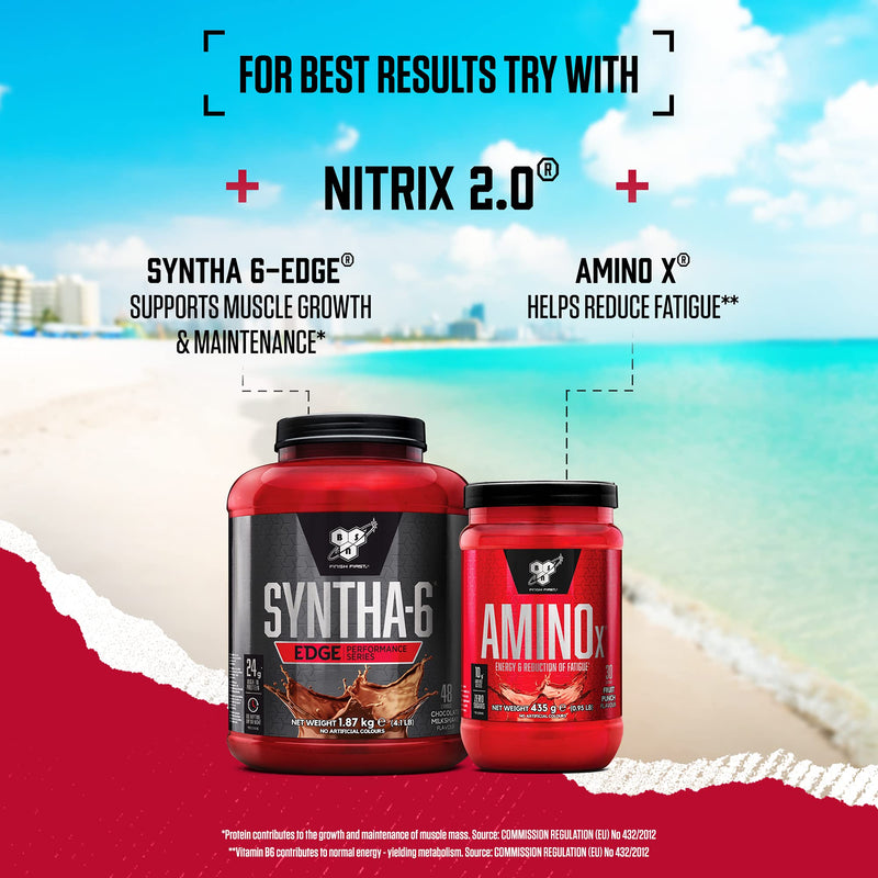BSN Nitrix 2.0 supplement, concentrated nitric oxide precursor formula Tablets with Creatine, L-Citrulline, Niacin and Herbal Extracts, Power & Performance, Unflavoured, 180 capsules, 60 Servings - BeesActive Australia