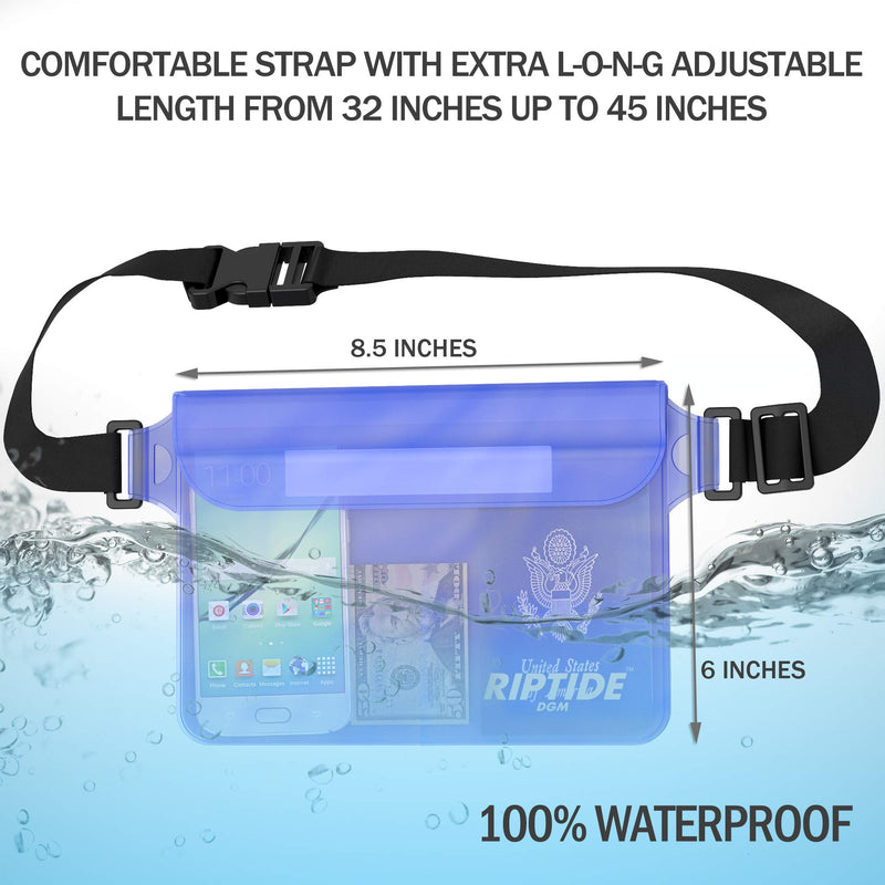 Waterproof Fanny Pack Pouch (2 Pack) for Men & Women Dry Bag Water Resistant with Adjustable Waist Strap - Protects Valuables at Water Sports Or Boating Snorkeling Swimming Skiing Clear - BeesActive Australia