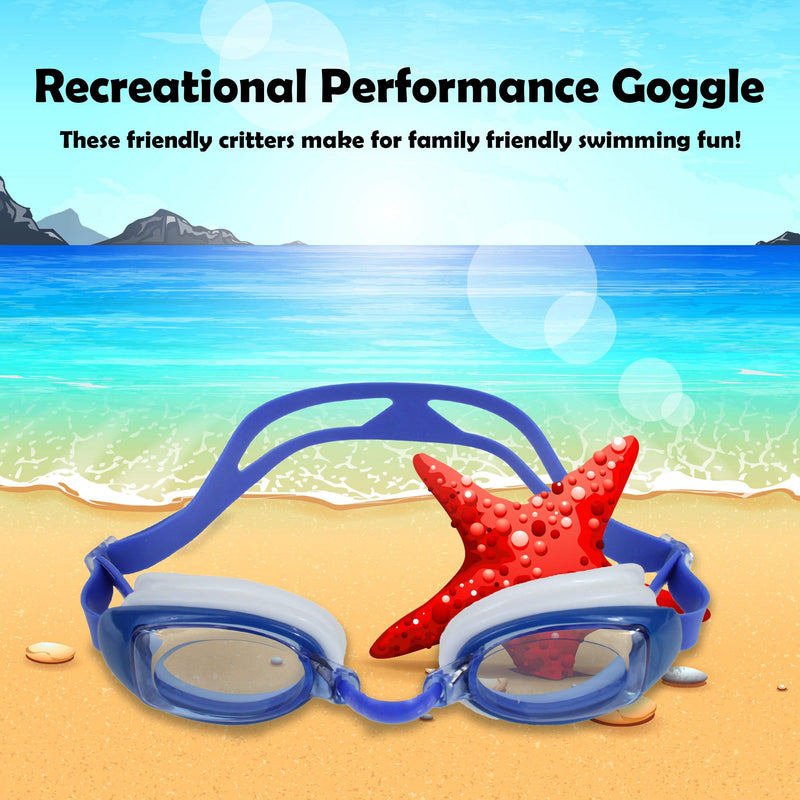 Water Gear Minnow Swim Goggles Anti-Fog Junior fit for Competition - Clear with Blue Strap - BeesActive Australia