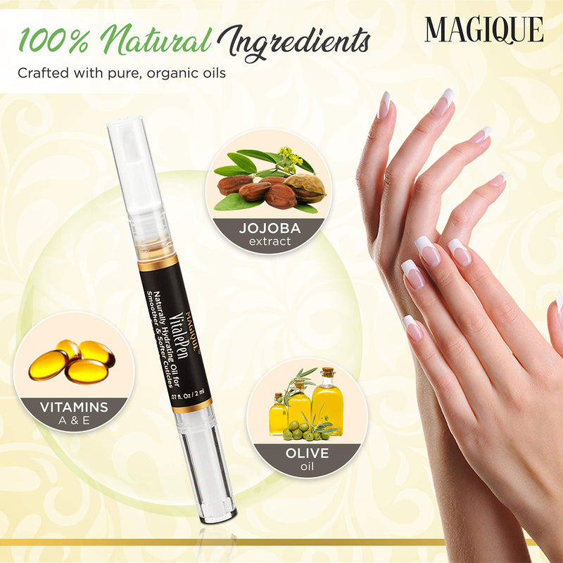 Cuticle Oil Pen For Nails - Nail Oil Pen - Cuticle Oil For Nail - Nail Oil For Manicure - Nail Care Oil Pens With Vitamins A & E - 1 Box Includes 2 Pens - Magique VitalePen .14oz 2 Pack - BeesActive Australia