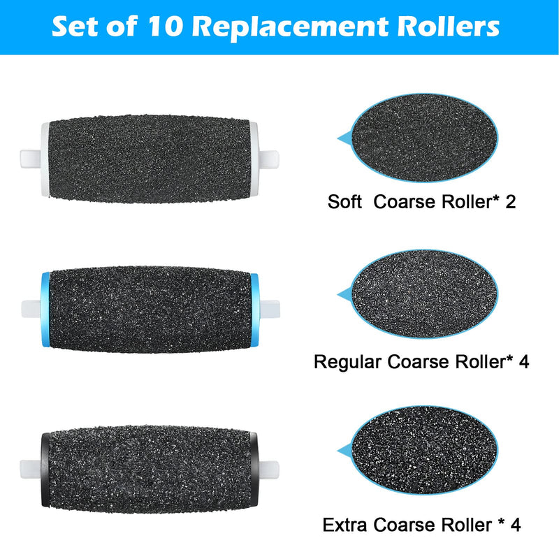 Jorest [10/20 Pcs] Replacement Rollers Refills Compatible with Scholl Velvet Smooth, 3 Types of Roughness, 4 Extra Coarse & 4 Regular & 2 Soft, Electric Foot File Refills, Pedicure Hard Skin Remover 10 Pcs - BeesActive Australia