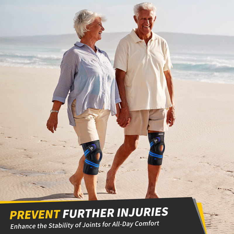 CAMBIVO Anti-chafing Knee Brace for Knee Pain with Side Stabilizers for Women and men, Adjustable Compression Knee Support with Patella Gel Pads, Relief Meniscus Tear, ACL, MCL, Arthritis (1 Pack) Medium Blue - BeesActive Australia