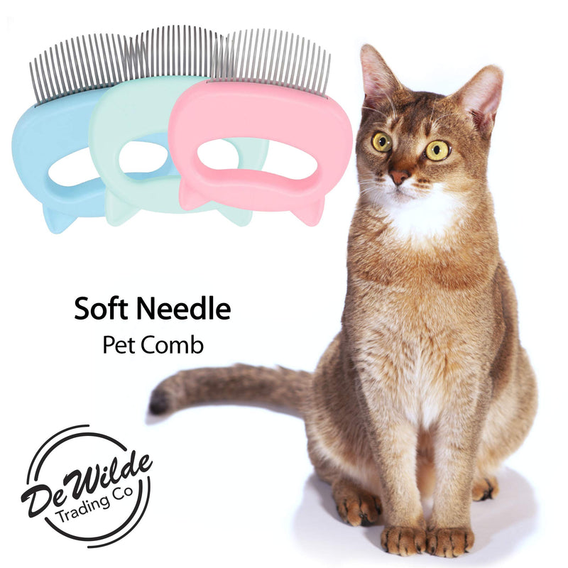 Cat Grooming Comb - Green Massage Comb - Light Hair or Fur Removal Soft Dematting Detangling and Deshedding - Pet Shedding Remover Tool for Cats Dog Rabbit Sea Foam Green - BeesActive Australia