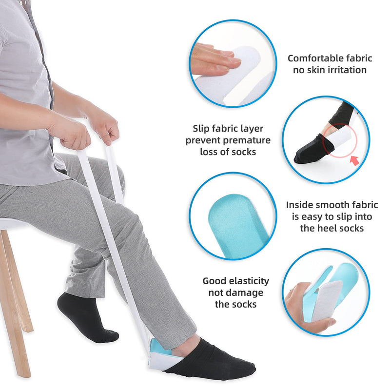 Sock Aid Kit,Sock Helper-Easy on,Easy Off Tools for Seniors,Disabled,Pregnant,Pain Free No Bending - BeesActive Australia