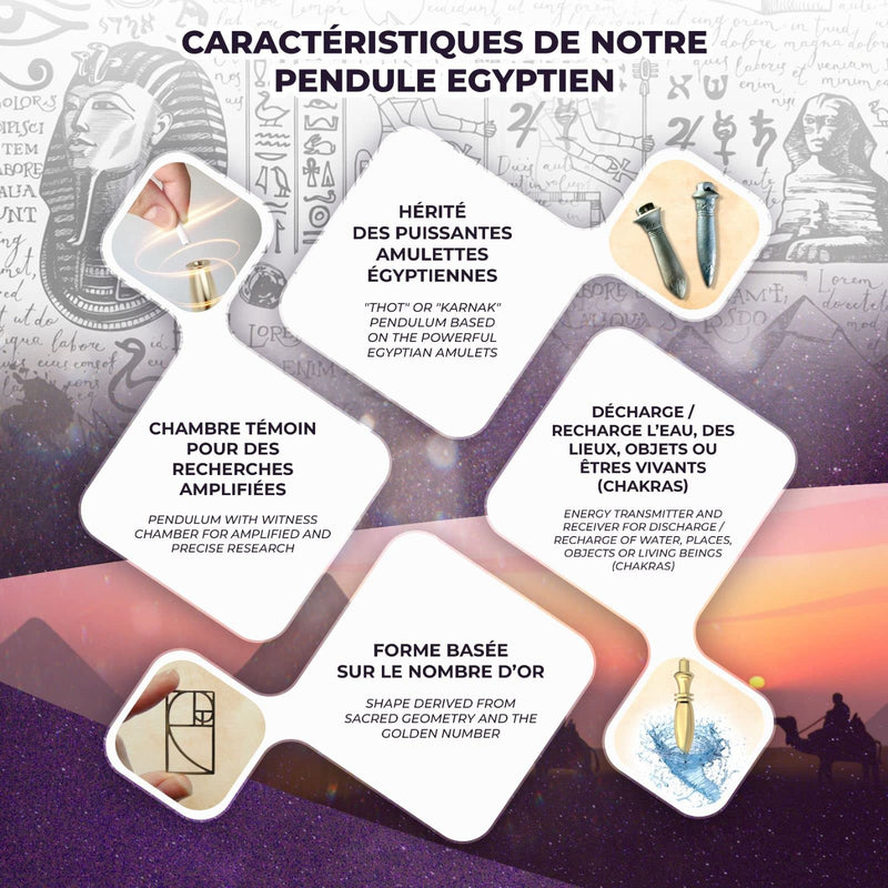 Egyptian Thot Dowsing Pendulum & Abbe Mermet drop Pendant in Gold Brass - Pack of 2 Divinatory Pendulums - BeesActive Australia
