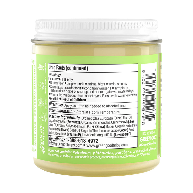 Green Goo Natural Pregnancy Stretch Mark Cream, Belly Balm Stretch Mark Removal (4 Ounce Jar) 4 Ounce (Pack of 1) - BeesActive Australia