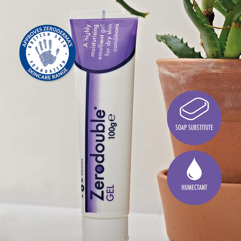 Zeroderma Zerodouble Gel 100g -Moisturising Emollient Gel for Dry Skin Conditions 100 g (Pack of 1) - BeesActive Australia