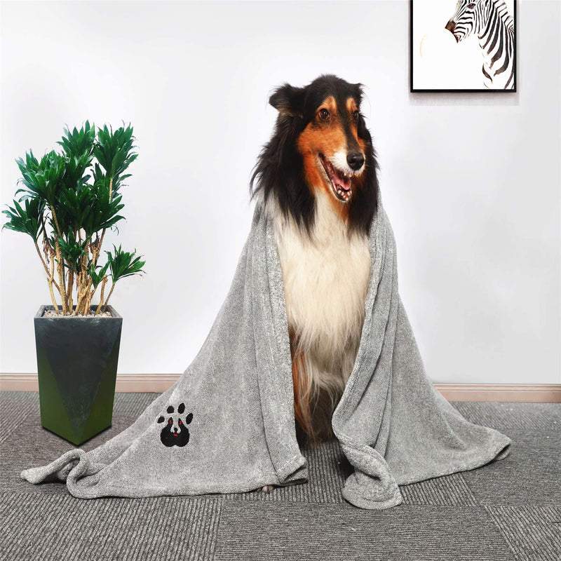 Dogvingpk Extra Large Dog Towel Super Absorbent Dog Towels for Drying Dogs Bath Grooming Soft Microfiber Pet Towels Grey - BeesActive Australia