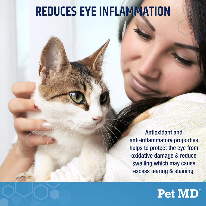 Pet MD Tear Stain Remover for Dogs & Cats - Antioxidant Eye Care Supplement with Lutein, Cranberry, & Omega 3 & 6 - Cat & Dog Tear Stain Remover Chews for White & Light Fur - 60 ct - BeesActive Australia
