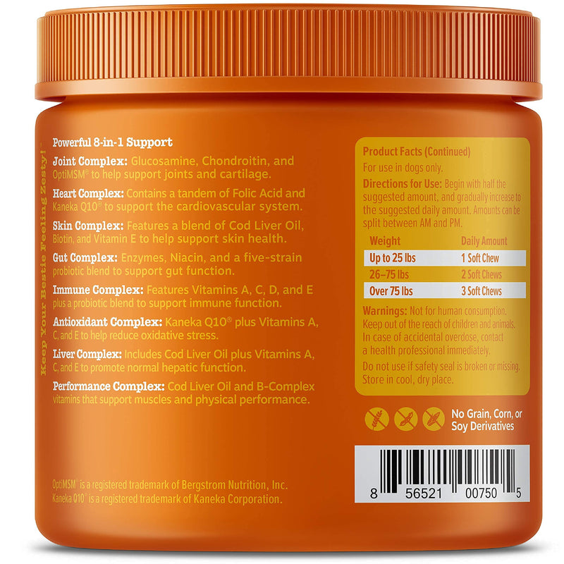 Multifunctional Supplements for Dogs - Glucosamine Chondroitin for Joint Support with Probiotics for Gut & Immune Health – Omega Fish Oil with Antioxidants and Vitamins for Skin & Heart Health Chicken 90 Count - BeesActive Australia