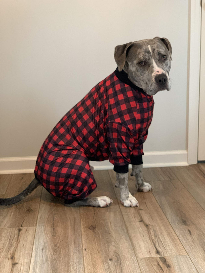 Tooth and Honey Pit Bull Pajamas/Buffalo Plaid/Lightweight Pullover Pajamas/Full Coverage Dog pjs/Updated FIT XX-Large - BeesActive Australia