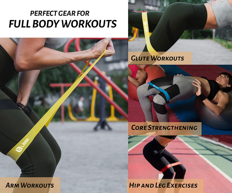 Limm Resistance Loop Exercise Bands - Set of 3 Bands for Working Out with Instruction Guide & Carry Bag - Mini Resistance Bands for Home Workouts, 12" x 2" - BeesActive Australia