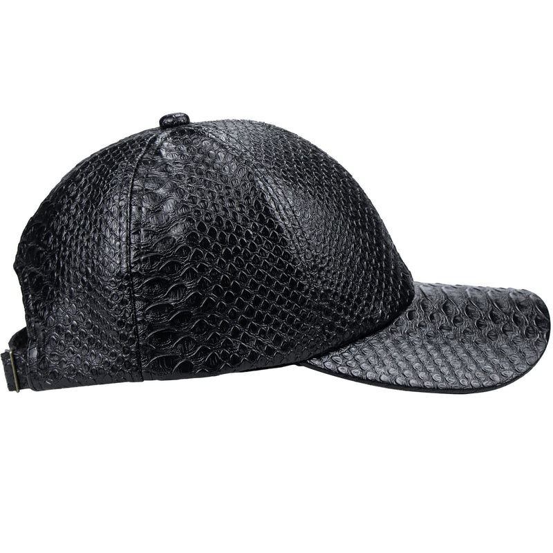 INOGIH Snakeskin-Leather Baseball-Cap Unisex Casual-Dad-Hat Adjustable Snapback for Women Men Black - BeesActive Australia