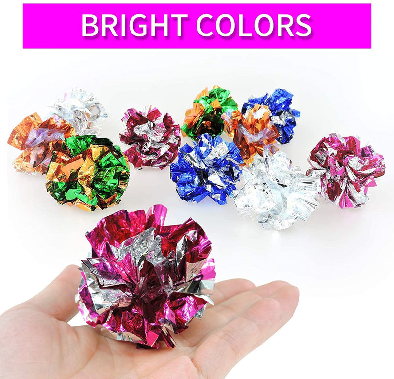 HAICHEN TEC 11 Pack Ferret Toys Set - Mylar Crinkle Balls Hollow Sound Toy with Bell Interactive Exercise Scratch Play Chasing Chewing Toys Random Color for Indoor Pet Ferret Cat Kittens - BeesActive Australia