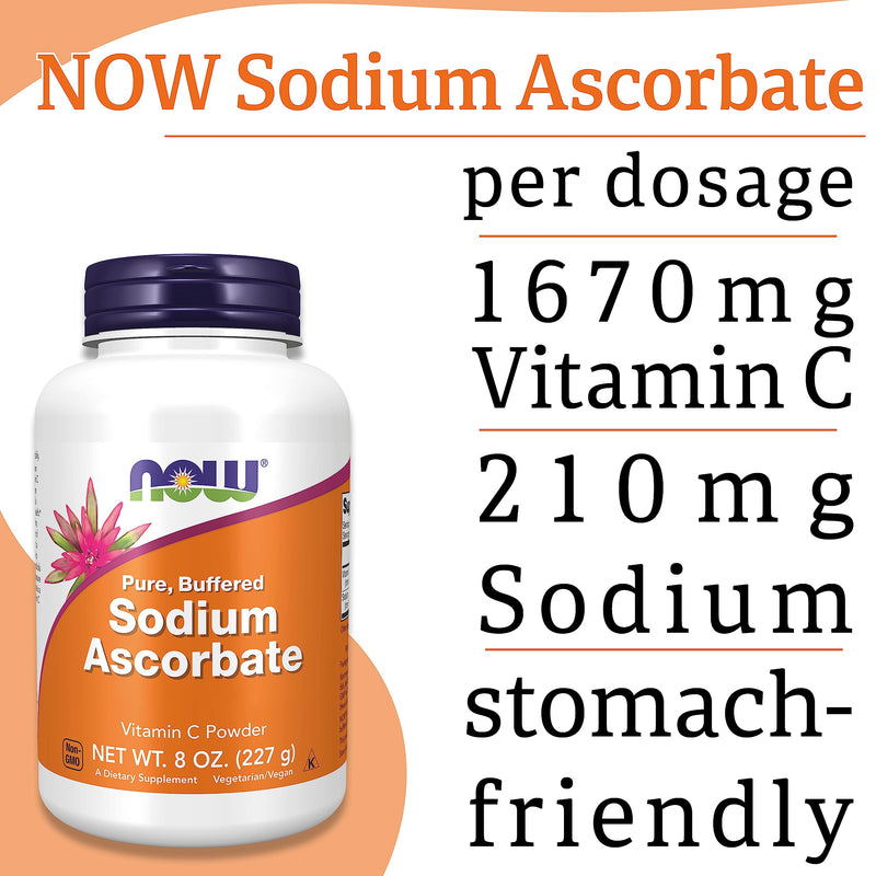 Now Foods, Sodium Ascorbate, Buffered Vitamin C, 227g Vegan Powder, Lab-Tested, Gluten Free, Soy Free, Vegetarian, Non-GMO - BeesActive Australia