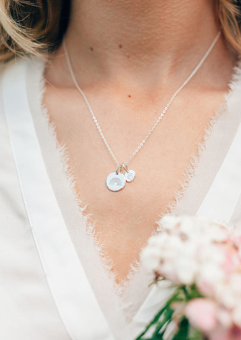 HOPE LOVE SHINE Rainbow Bridge Pet Memorial Necklace - Dog Sympathy Gifts, Loss of Pet, Cat Memorial Jewelry for Women & Men - Dog Dad & Dog Mom Necklace for Death of a Pet - Cat & Dog Memorial Gifts SILVER - BeesActive Australia