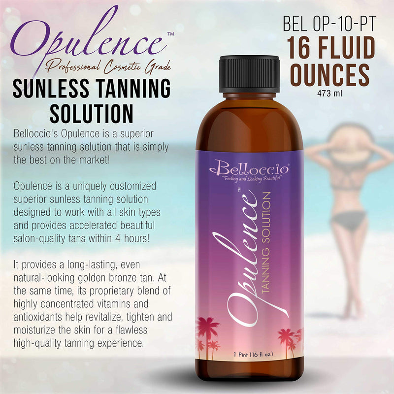 1 Pint of Belloccio"Opulence" Ultra Premium"DHA" Sunless Tanning Solution with Dark Bronzer Color Guide - BeesActive Australia