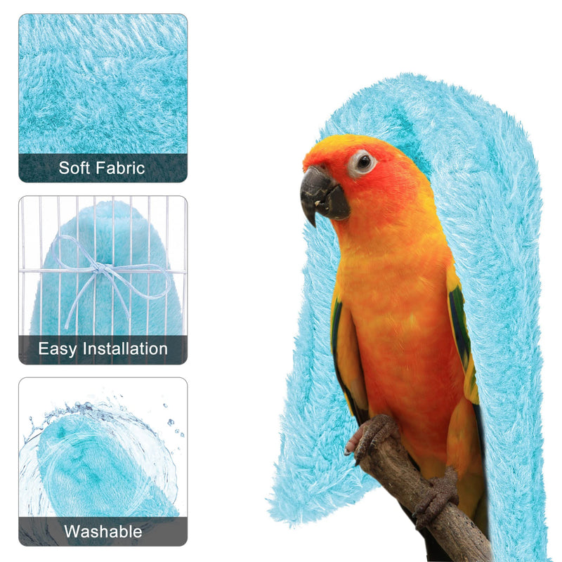 Filhome Comfort Corner Fleece Bird Blanket Parrot Cage Snuggle Hut Warm Bird Nest House Bed Hanging Hammock Toy for Parakeet Cockatiel Pigeon Small Animals Shelter Plush Bedding Medium Blue - BeesActive Australia