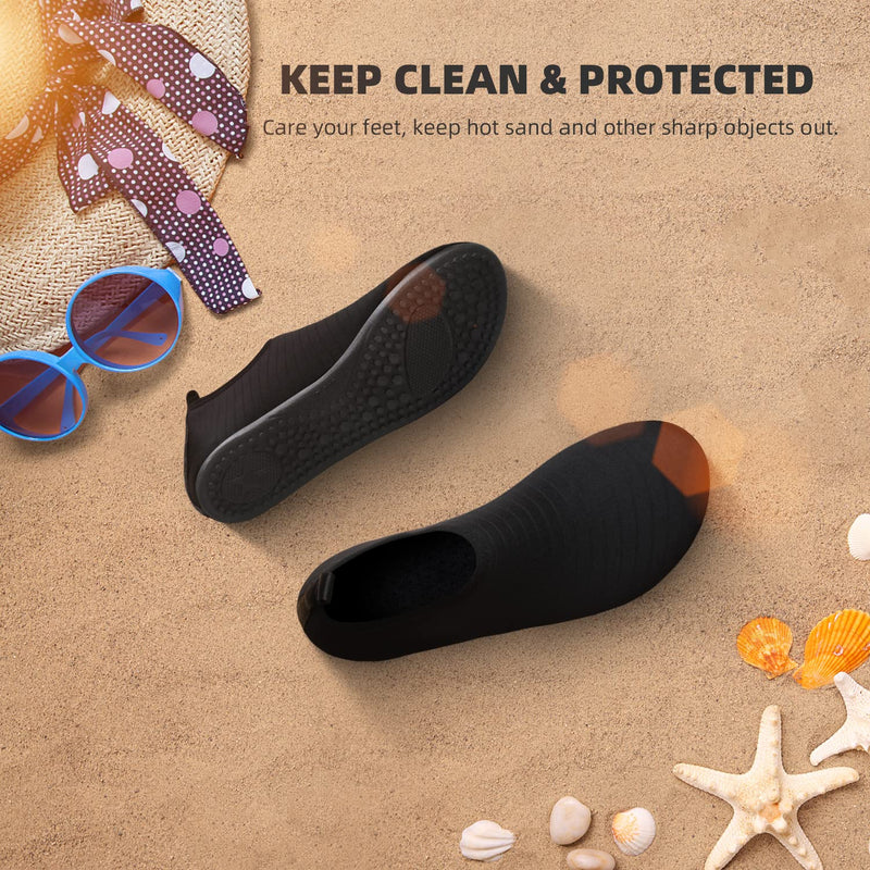 ATHMILE Water Shoes for Women Men Quick-Dry Aqua Socks Swim Beach Barefoot Yuga Exercise Wear Sport Accessories Pool Camping Must Haves Adult Youth Size 3-4 Women/2-3 Men Black-w001 - BeesActive Australia