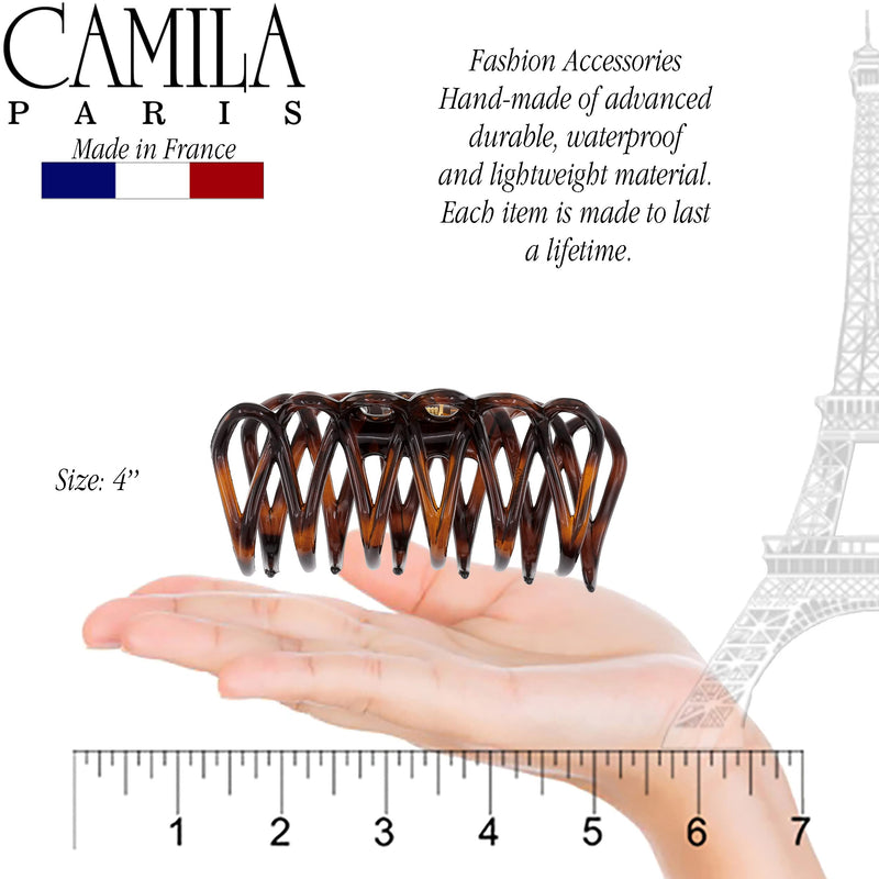 Camila Paris CP3519 French Large Hair Clips for Women Thick Hair for Long Wavy Curly Hair, Girls Hair Claw Clips Styling Big Hair Clip for Thick Hair, Strong Hold No Slip Grip Claw Clip Made in France Tortoise Shell 4" - BeesActive Australia