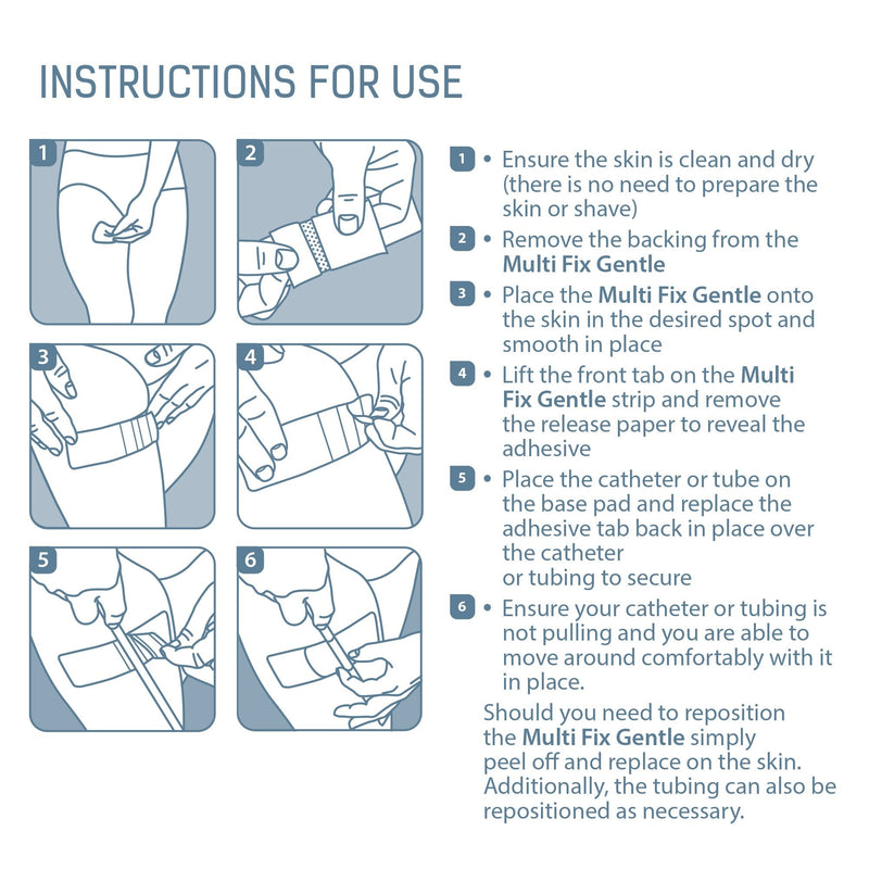 Multi Fix Gentle – Catheter/Medical Adhesive Tubing Securement, Re-Adhesive with Silicone Technology, Friendly on The Skin Catheter Adhesive for use with Urinary Incontinence Products (Small) S (Pack of 10) - BeesActive Australia