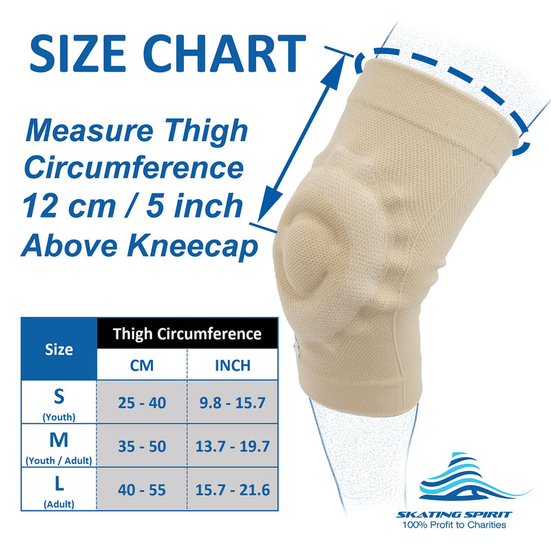 SKATINGSPIRIT Gel Knee Pads (1 Pair), Cushion and Support Knee Cap for Dancing Figure Skating Gymnastic, Youth and Adult (Medium) Medium Beige - BeesActive Australia