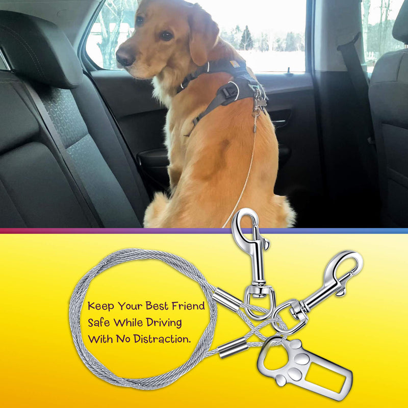 Leash King No Chew/Chew Proof Dog Car Seatbelt Safety Restraint, Dog Tie Out, Puppy Vehicle Seat Belt w/Double Clip & Latch Attachment – Entirely Surgical Stainless Steel - Inches 40-inch - BeesActive Australia