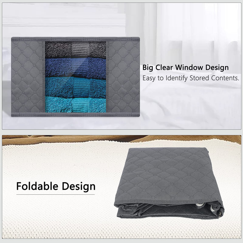 Homelove 90L 3 Pack Large Capacity Clothes Storage Bag with Clear Window & Sturdy Zipper & Reinforced Handle, Fabric Foldable Closet Organizer for Clothes,Comforter, Blanket,Duvet,Toys, Dark Grey - BeesActive Australia