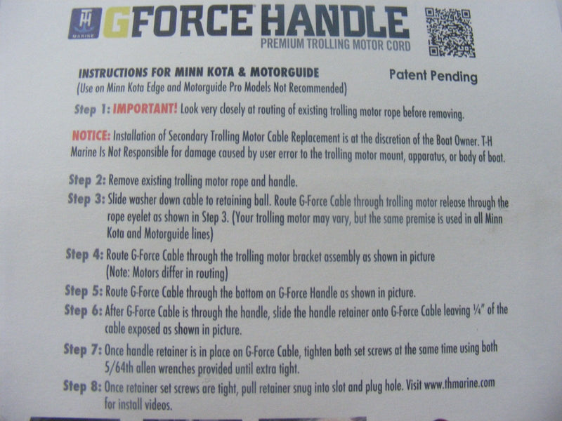 [AUSTRALIA] - T-H Marine GFH-1GR-DP G-Force Trolling Motor Handle - Black Small 