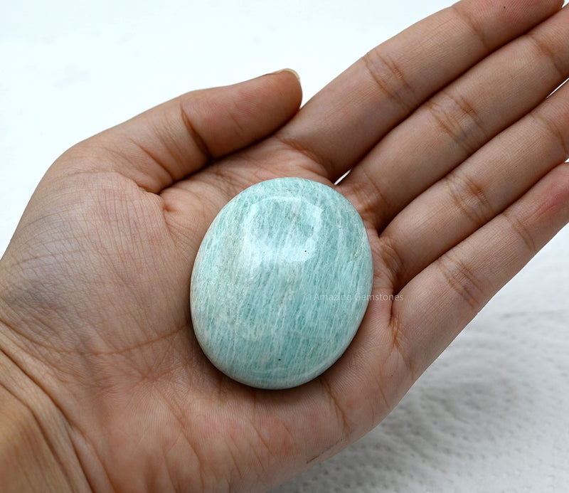 Amazonite Crystal Palm Stone Natural Healing Stone for Chakra Balancing Spritual Good Luck Amazonite - BeesActive Australia