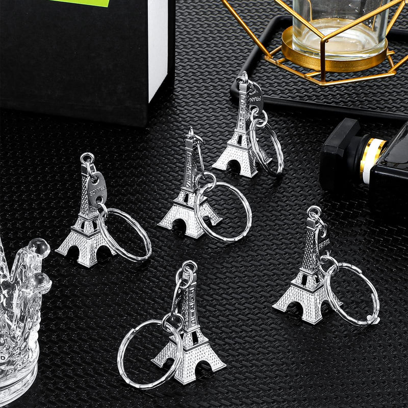 Junkin 30 Pieces Eiffel Tower Keychain Retro Keychain Decorations Purse Charms Statue Model Prom Keychain French Souvenirs Silver - BeesActive Australia