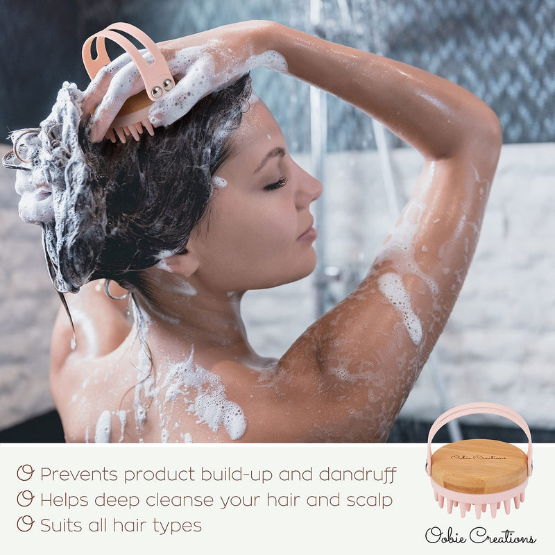 Oobie Creations Scalp Massager Shampoo Brush with Soft Exfoliating Silicone Bristles and Bamboo Grip - Baby Blue - 1 PCS - BeesActive Australia