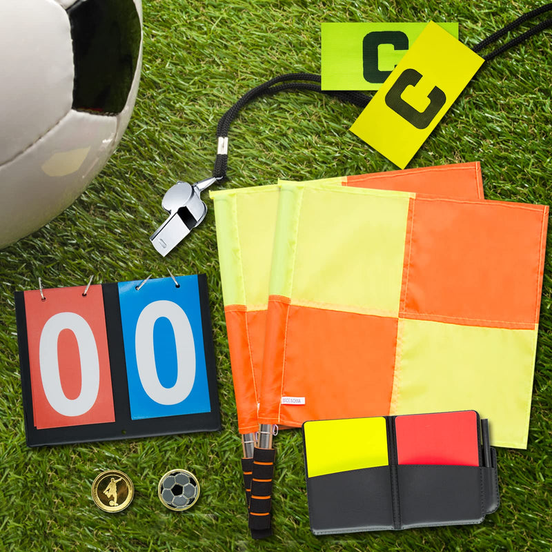Soccer Referee Flags Kit - 8PCS Referee Toolkit Including Whistle, Referee Cards, Score Book, Flip Coin, and Captain Armband - BeesActive Australia