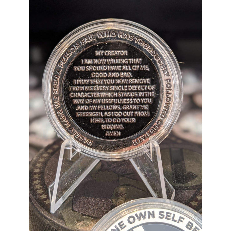 [AUSTRALIA] - MyRecoveryStore Silver and Black Pirate Alcoholics Anonymous AA Chip w/Coin Capsule AA Yearly Medallion 1-50 Years Year 24 