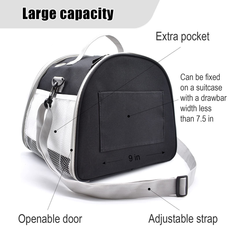Small Animal Carrier Bag, Upgraded Portable Guinea Pig Carriers for 2, Transparent Hamster Carrying Case, Reptile Rat Rabbit Bearded Dragon Hedgehog Carrier Bag for Travel, Hiking, Walking, Outdoor Black - BeesActive Australia