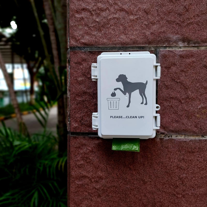 Dog Poop Bag Dispenser Wall Mount Waterproof Outdoor Dog Bag Dispenser | Printed With Cute Clean Up Dog Poop Signs | Stake, Pole, Fence Mounted | Fits Home, Porch, Lawn, Yard（only dispenser) only dispenser - BeesActive Australia