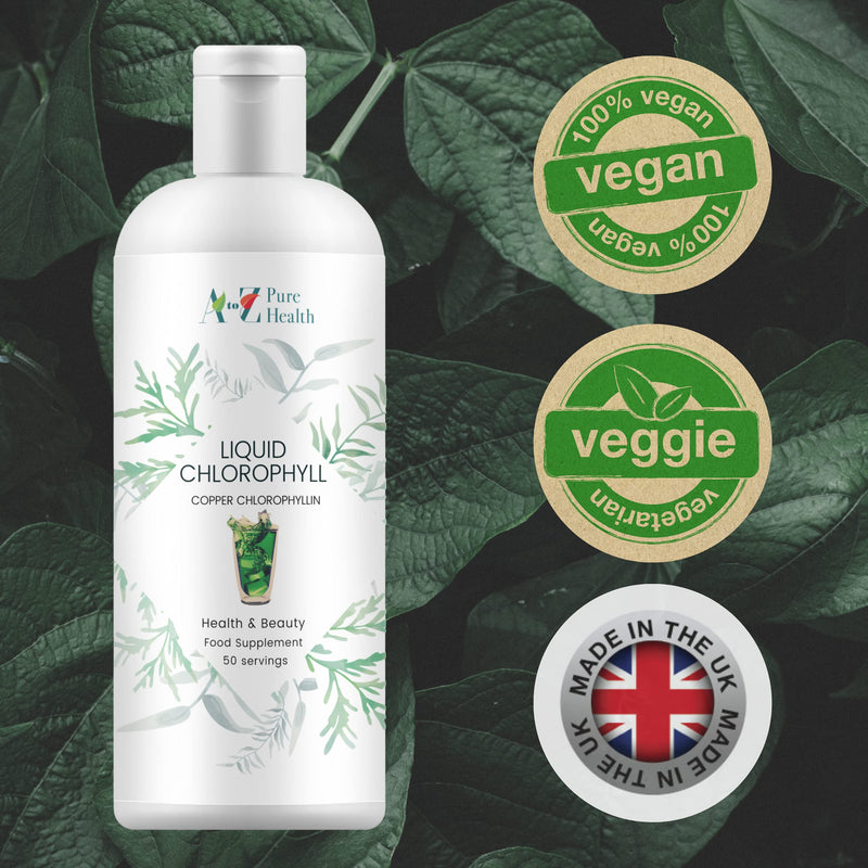 Liquid Chlorophyll Drops 500ml | Daily Health & Beauty Detox Supplement UK Made | Skin Health, Anti-Inflammatory & Healing Properties (Mint Flavour) |Take with Water |Copper Chlorophyllin Drink|Vegan - BeesActive Australia