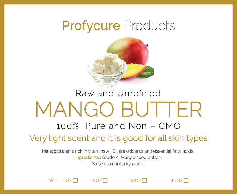 Mango Butter 16 oz (1 lb ) Natural Unrefined Pure 100% Raw , Moisturizing, Scent-free, Hexane-free Premium Grade for Soft Supple Skin and Healthy Hair , Nourishing & Healing Care & DIY- Made in USA Original Version - BeesActive Australia