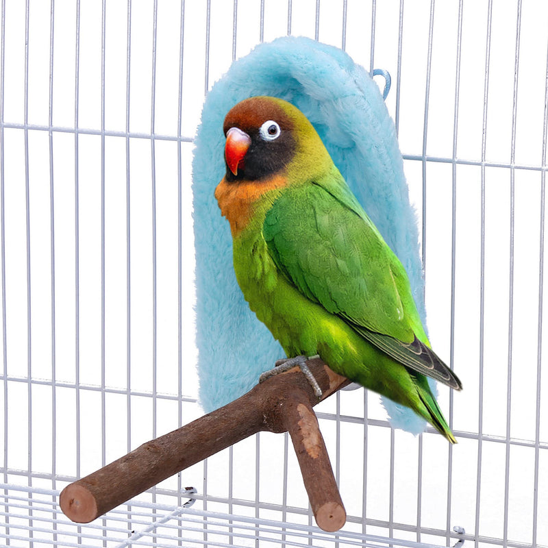 Filhome Comfort Corner Fleece Bird Blanket Parrot Cage Snuggle Hut Warm Bird Nest House Bed Hanging Hammock Toy for Parakeet Cockatiel Pigeon Small Animals Shelter Plush Bedding Medium Blue - BeesActive Australia