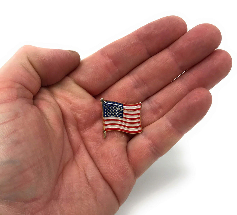 50 Bulk Waving American Flag Lapel Pins - Each Pin 1" Tall and Individually Packaged - BeesActive Australia