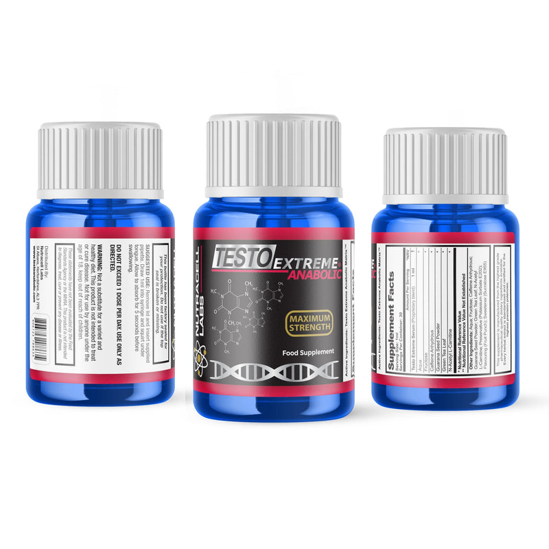 Testo Extreme Anabolic : Testosterone Booster / Muscle Growth & Strength Body Building Supplement (30ml : 1 Month Supply) - BeesActive Australia