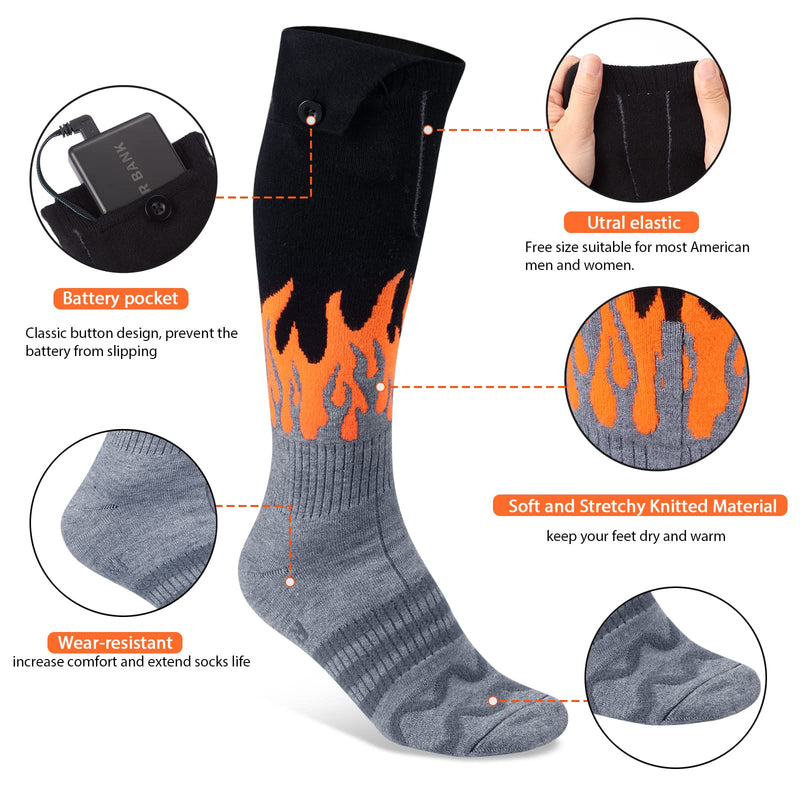 Heated Socks for Men & Women, Battery Heated Socks with 4 Heating Settings, Rechargeable Washable Electric Heated Socks for Outdoors Camping Hiking Skiing Riding - BeesActive Australia
