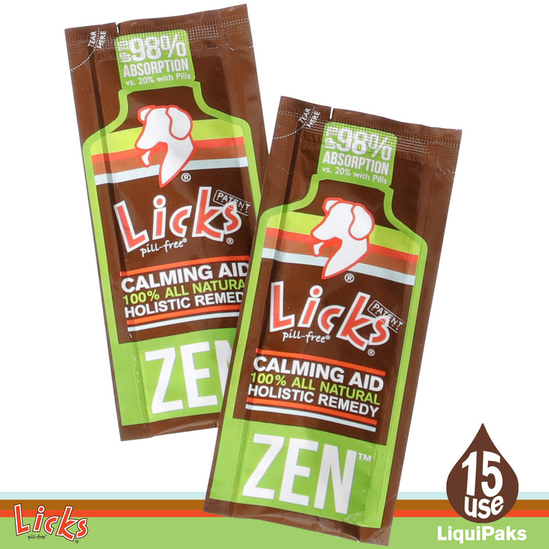 Licks Pill Free Zen Dog Calming - Calming Aid Supplements for Aggressive Behavior and Nervousness - Calming Dog Treats for Stress Relief & Dog Health - Gel Packets Chicken 15 Pack - BeesActive Australia