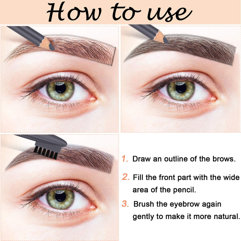 2 Packs Eyebrow Pencils with Soft Brush 2-in-1 Long-lasting Water-proof Sweat-proof Brow Pencil and Brow Brush Eyebrow Shaping and Filling Pencil Makeup Tool (Gray) Gray - BeesActive Australia