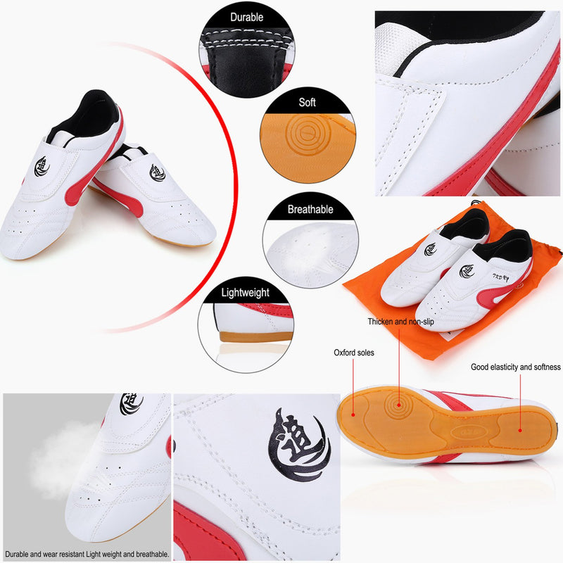 [AUSTRALIA] - Taekwondo Shoes Martial Arts Sneaker Boxing Karate Kung Fu Tai Chi Shoes Black Stripes Sneakers Lightweight Shoes 36 Red 