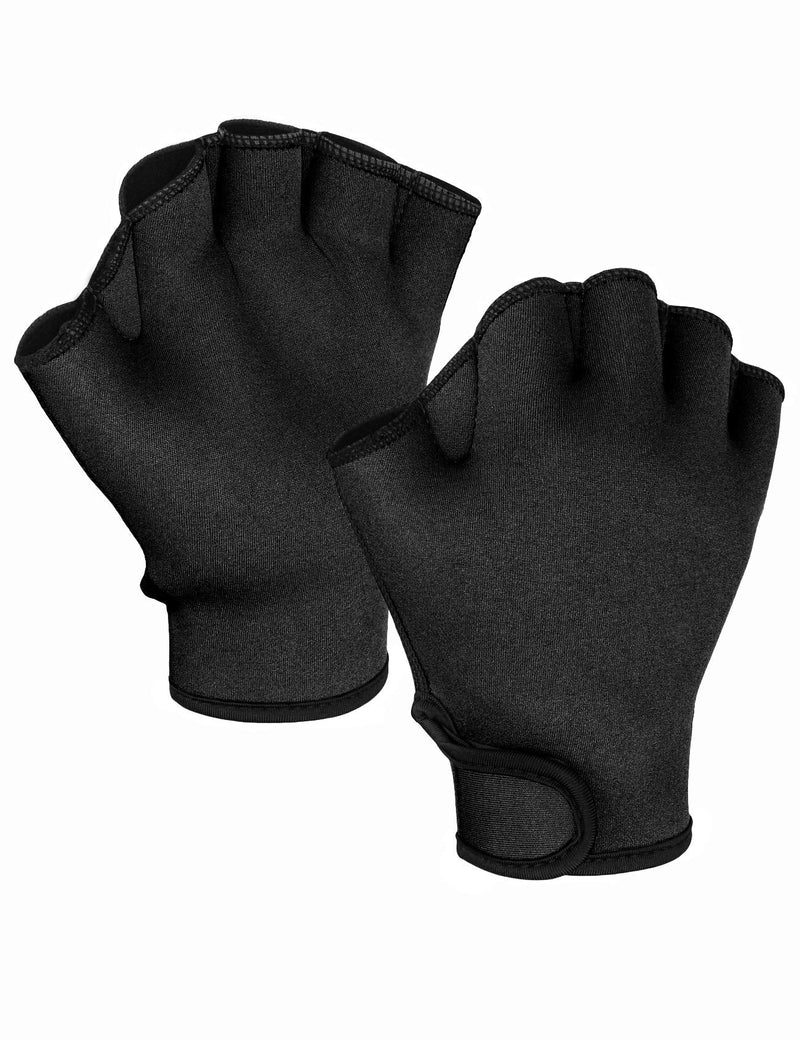 FitsT4 Aqua Gloves Webbed Paddle Swim Gloves Fitness Water Aerobics and Water Resistance Training for Men Women Children Black Small - BeesActive Australia