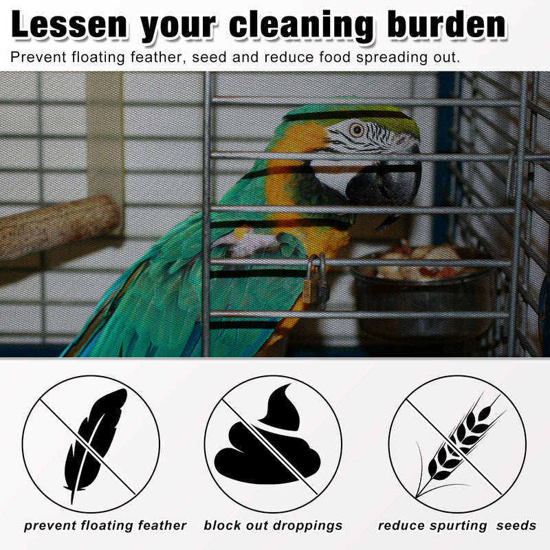 3 Pieces Large Adjustable Bird Cage Cover Seed Feather Catcher Birdcage Nylon Mesh Net Cover Soft Skirt Guard for Parakeet Macaw African Round Square Cage (78 x 15 Inch in Circumference and Width) 78 x 15 in in Circumference and Width - BeesActive Australia