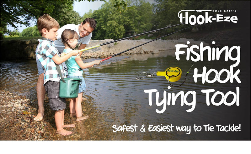 HOOK-EZE Fishing Gear Knot Tying Tool for Hooks Jigs Swivels | Line Cutter |Cover Hooks on Fishing Poles Travel Safely Fully Rigged. Ideal for Bass Ice Kayak Fishing Blue, Green, Yellow - BeesActive Australia