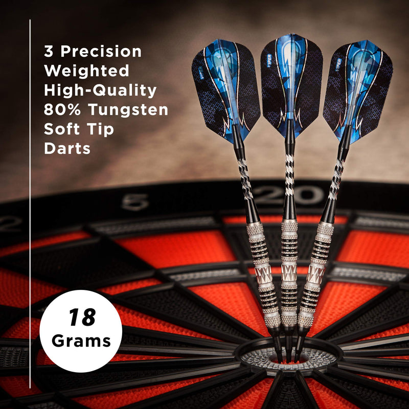 Viper Astro 80% Tungsten Soft Tip Darts with Storage/Travel Case 16 Grams Black Rings - BeesActive Australia