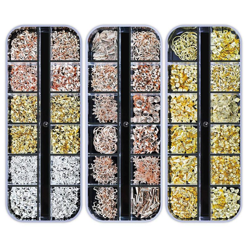 Artdone 12 boxes Nail Rhinestones,Nail Gems Nail Diamonds,Nail Art Studs Nail Crystals Nail Sequins for Nails Kit with 1 Tweezers and 3 Pen for Nail Art Supplies Accessories - BeesActive Australia